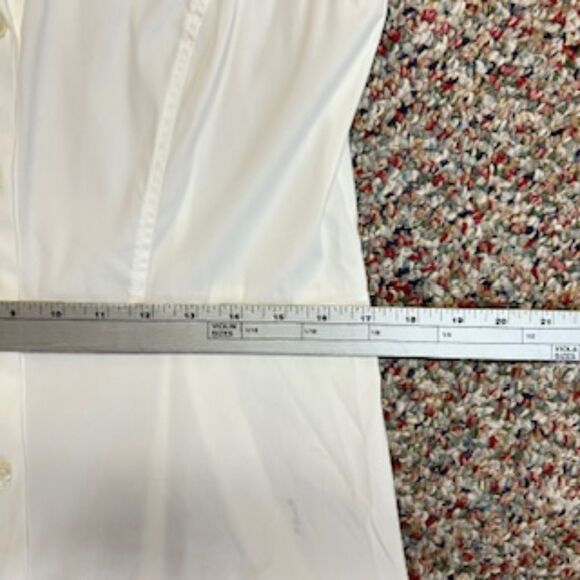 Lafayette 148 White Cotton Sleeveless Fit & Flare Button Front Shirt Size 6 - Picture 10 of 11